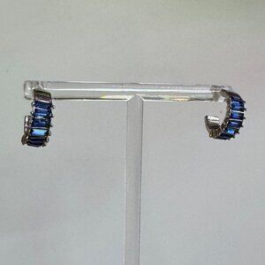 Blue and Silver Small Hoops